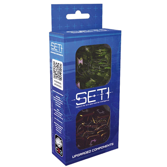 SETI Upgrade Components - Front of packaging with title in white on blue box and plastic windows showing components.