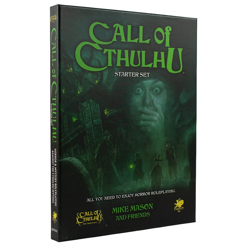 Load image into Gallery viewer, Call of Cthulhu: Starter Box Set, 7th Edition - front of packaging featuring art of investigators in a graveyard.
