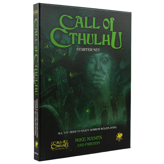 Call of Cthulhu: Starter Box Set, 7th Edition - front of packaging featuring art of investigators in a graveyard.