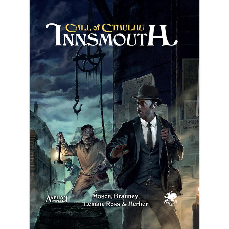 Load image into Gallery viewer, Call of Cthulhu: Innsmouth - Front cover with art of a monster approaching a person.
