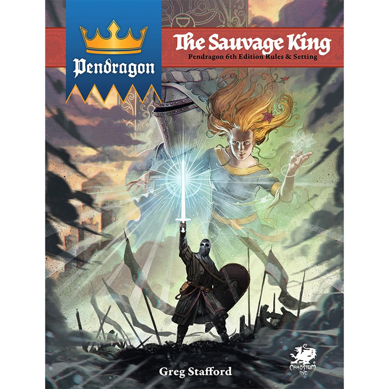 Load image into Gallery viewer, Pendragon: The Sauvage King - book cover featuring art of knight holding a shining sword. 
