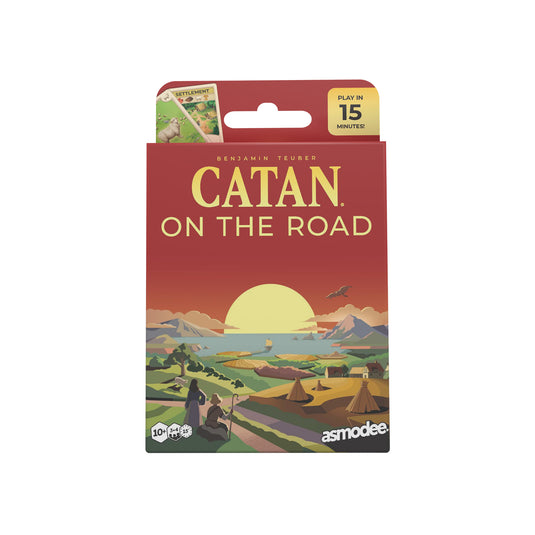 Board game packaging for 'Catan on the Road' by Asmodee on a white background
