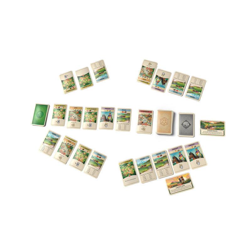 Load image into Gallery viewer, Collection of board game cards arranged in a pattern on a white background
