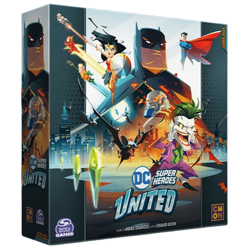 Load image into Gallery viewer, DC Super Heroes United Core Box - Front of box featuring art of DC characters including Batman, Superman, and the Joker.
