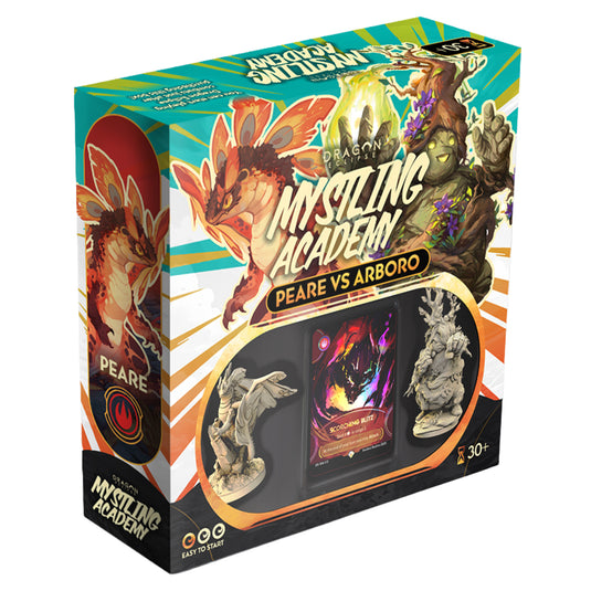 Dragon Eclipse - Mystling Academy - Peare vs Arboro - front of box with art of Peare and Arboro. 