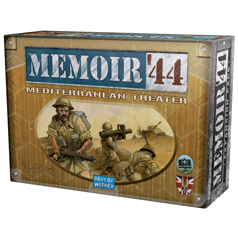 Load image into Gallery viewer, Memoir '44: Mediterranean Theater Board Game Expansion - front of box featuring illustrations of soldiers.

