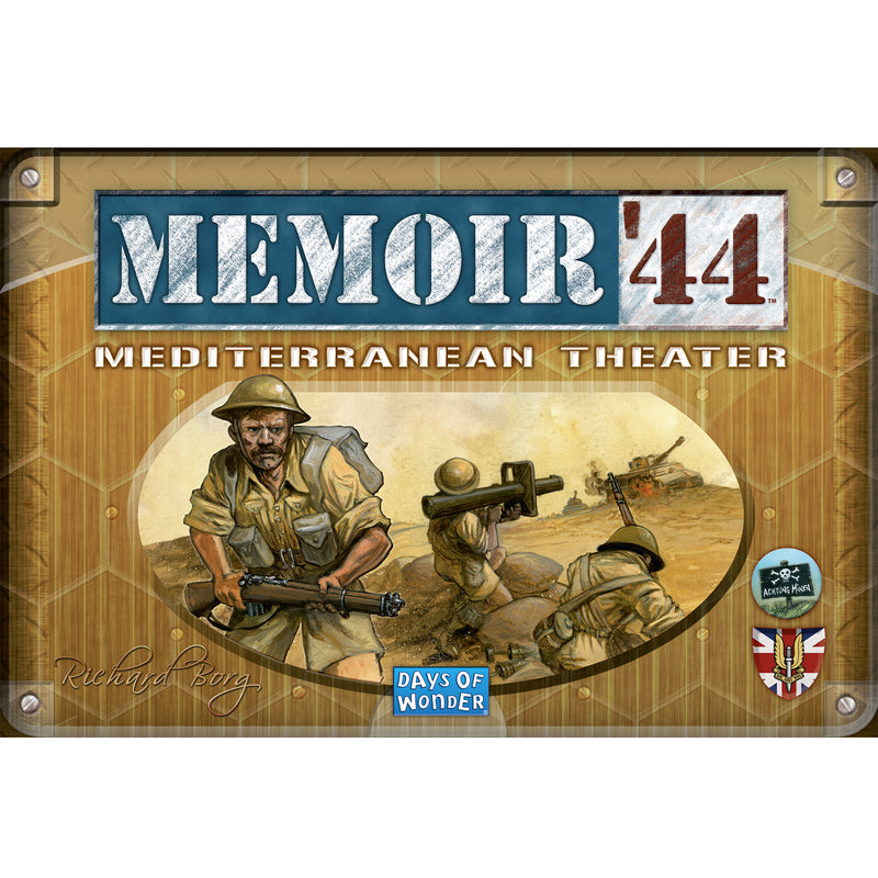 Load image into Gallery viewer, Memoir '44: Mediterranean Theater Board Game Expansion - front of box featuring illustrations of soldiers.
