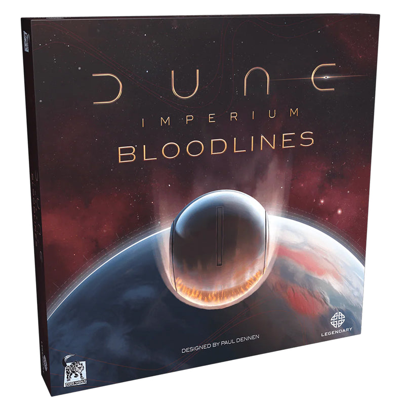 Load image into Gallery viewer, Dune: Imperium - Bloodlines Expansion - front of box featuring art of planets.
