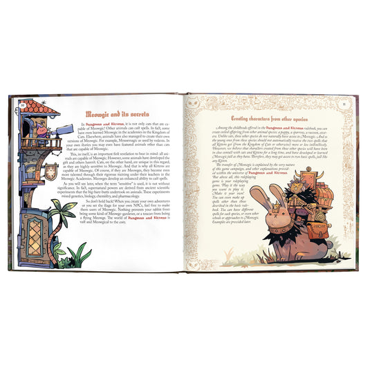 Dungeons & Kittens - The Source of Meowgic - Sample 'Meowgic and it's secrets' page shown. 