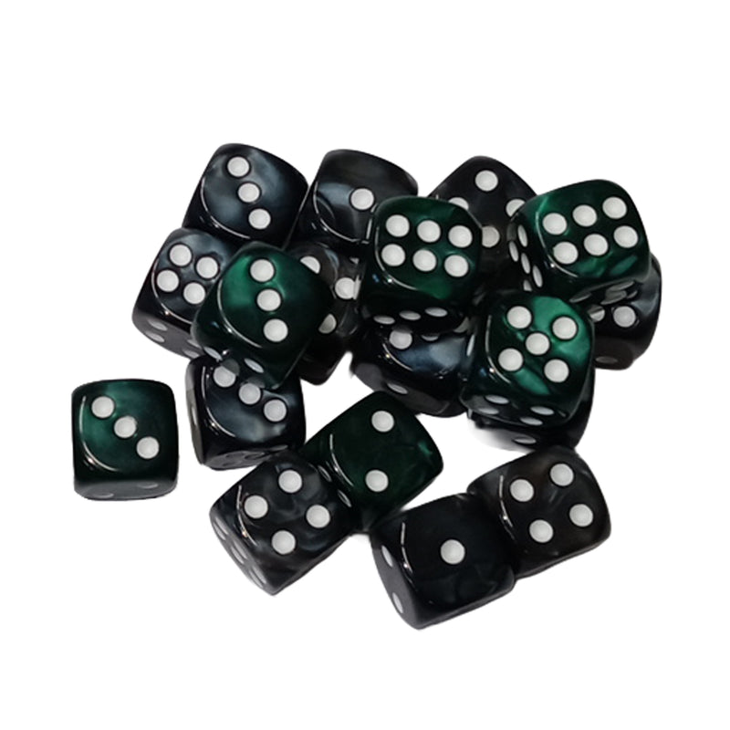Load image into Gallery viewer, Arkham Horror RPG - Dice Set - pile of green dice and black d6 dice shown.
