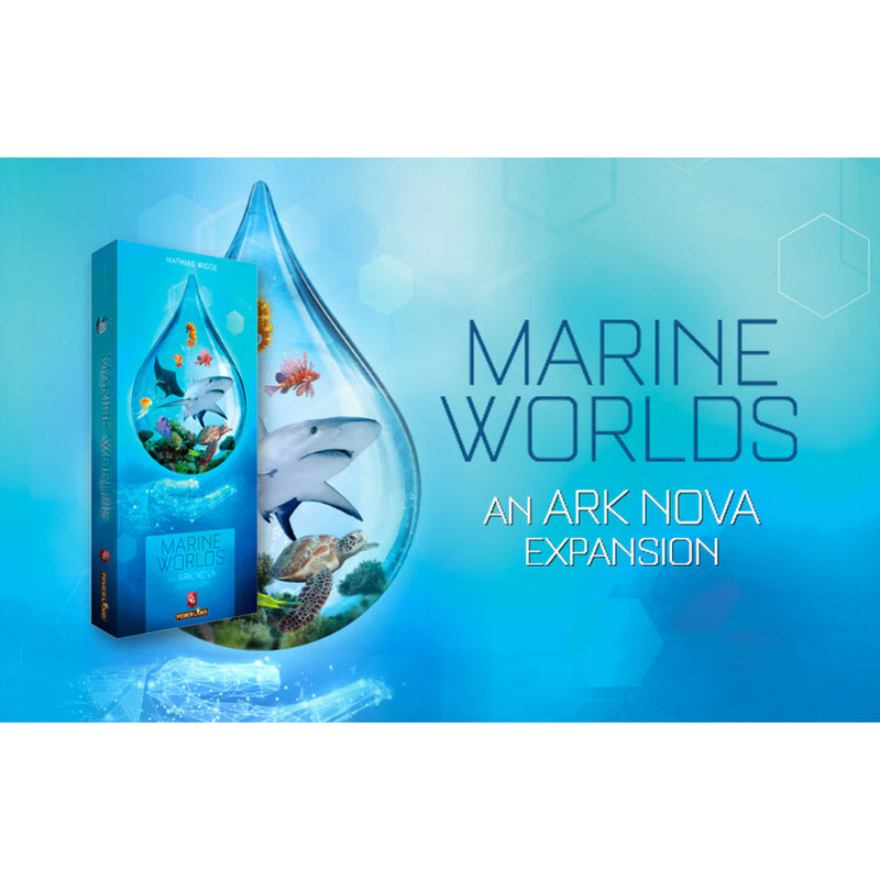 Load image into Gallery viewer, Ark Nova: Marine Worlds Expansion - front of box featuring art of marine life inside a waterdrop.
