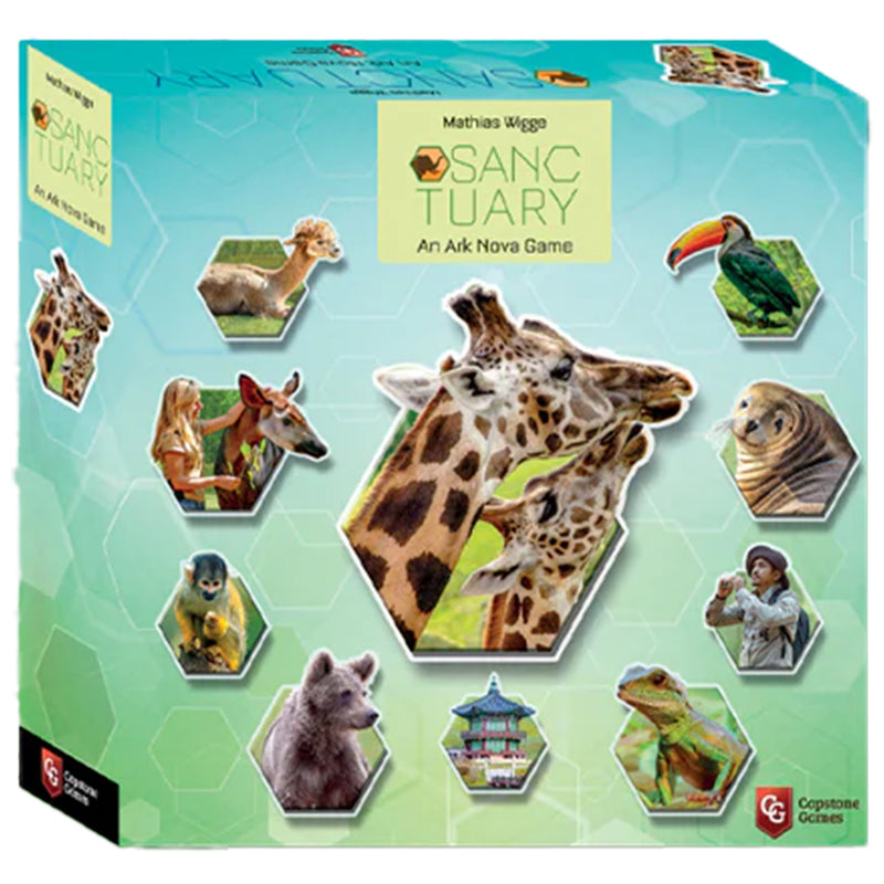 Load image into Gallery viewer, Sanctuary Board Game - front of box featuring images of animals. 
