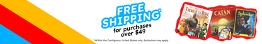 Banner with note that there is Free Shipping for purchases over $49 within the contiguous United States.