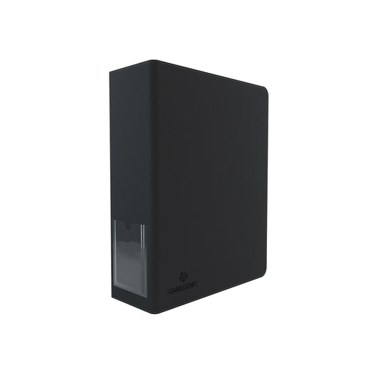 Prime D-Ring-Binder: Black - front of binder - view of front of black binder with label slot on the back spine.