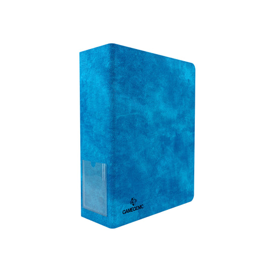 Blue card binder with a clear front pocket and Gamegenic branding.