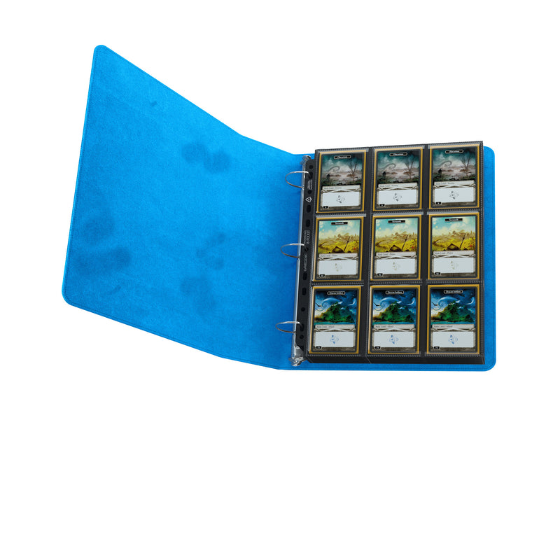 Load image into Gallery viewer, Prime D-Ring-Binder Blue - Opened card binder displayed with sample cards inside.
