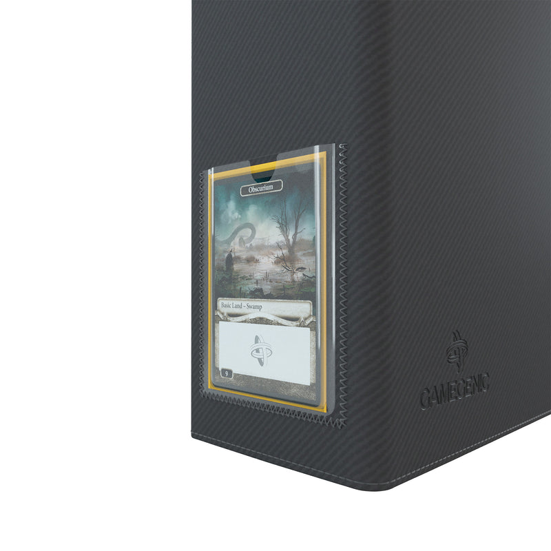 Load image into Gallery viewer, Prime Playset D-Ring Binder Black - side of binder showing card insert.
