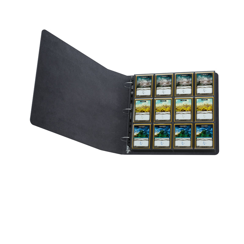 Load image into Gallery viewer, Prime Playset D-Ring Binder Black - open binder shown filled with sample cards.
