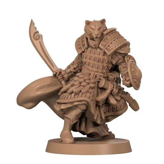 Zombicide White Death - Character miniature displayed with armor, a shield, and a sword.