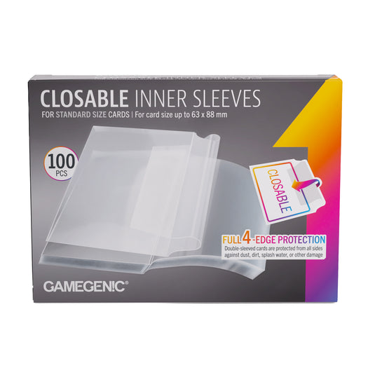 Closable Inner Sleeves 64x89 - front of packaging with sleeve size listed as 64 x 89 mm and images of clear card sleeves.