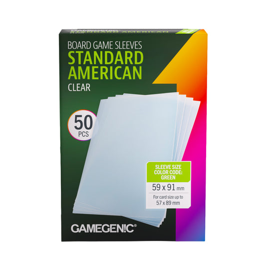 Gamegenic Board Game Sleeves Standard American Clear Asmodee USA Gamegenic Board Game Sleeves Standard American Clear Asmodee USA