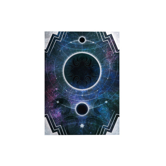 Card sleeve with cosmic design on a white background