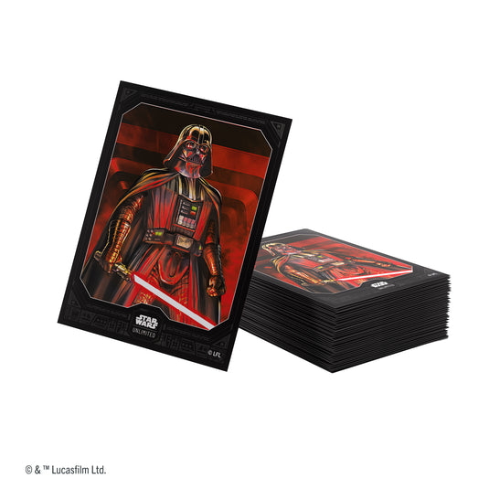 Star Wars: Unlimited Premium Art Sleeves - Darth Vader Unstoppable - pile of card sleeves with art of Darth Vader.