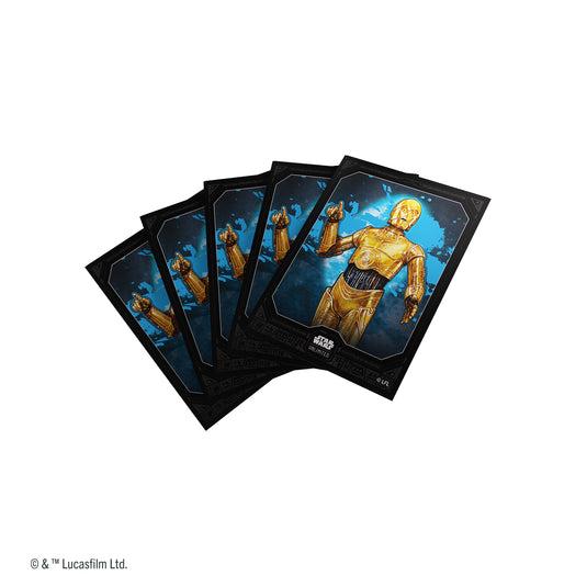 Star Wars: Unlimited Premium Art Sleeves - C-3PO - fan of card sleeves with art of C-3PO.