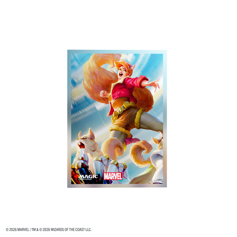 Load image into Gallery viewer, Magic: The Gathering | Marvel Super Heroes Premium Art Sleeves - Go Nuts! - Card sleeve with art of Squirrel Girl
