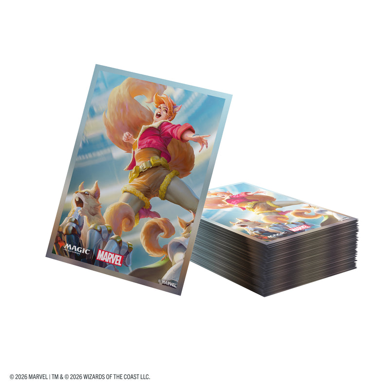 Load image into Gallery viewer, Magic: The Gathering | Marvel Super Heroes Premium Art Sleeves - Go Nuts! - Card sleeves with art of Squirrel Girl
