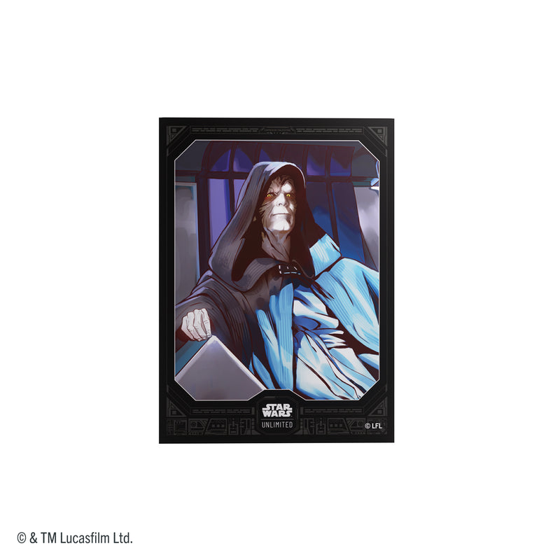 Load image into Gallery viewer, Star Wars: Unlimited Premium Art Sleeves - Emperor Palpatine - view of front of card sleeve featuring art of Emperor Palpatine. 
