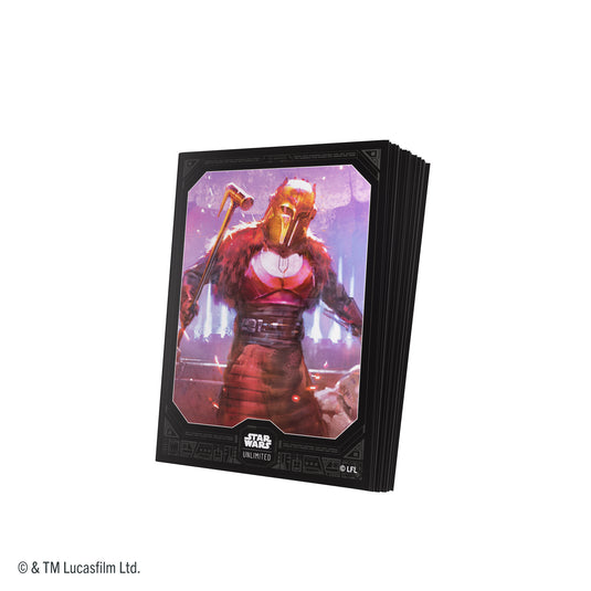 Star Wars: Unlimited Premium Art Sleeves - The Armorer - view of pile of card sleeves featuring art of The Armorer. 