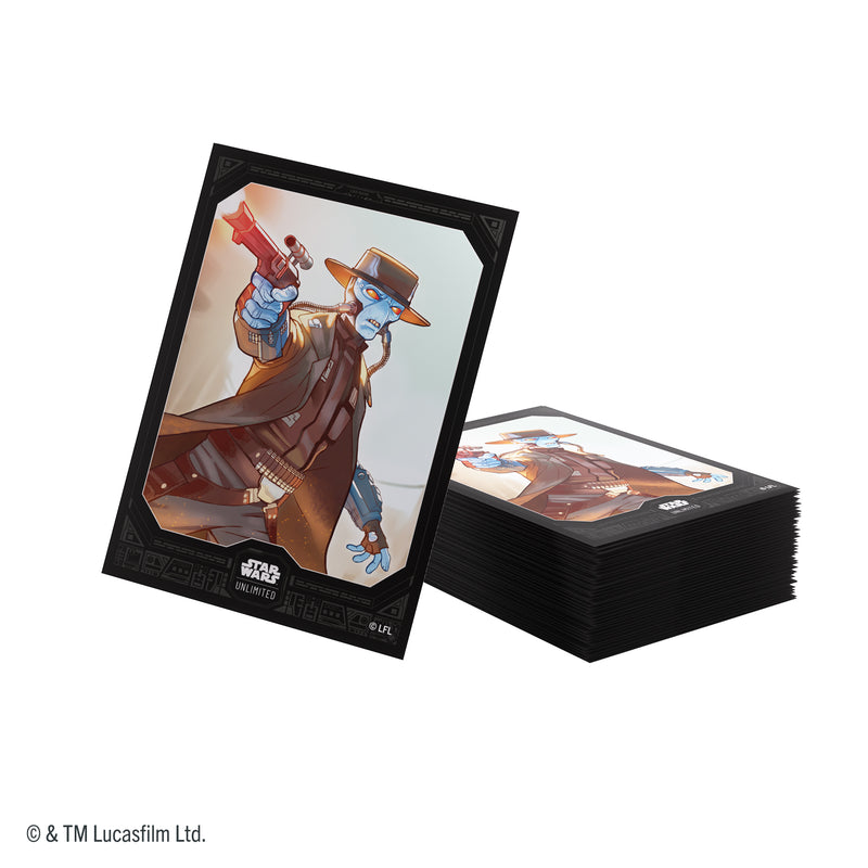 Load image into Gallery viewer, Star Wars: Unlimited Premium Art Sleeves - Cad Bane - view of pile of card sleeves featuring art of Cad Bane. 
