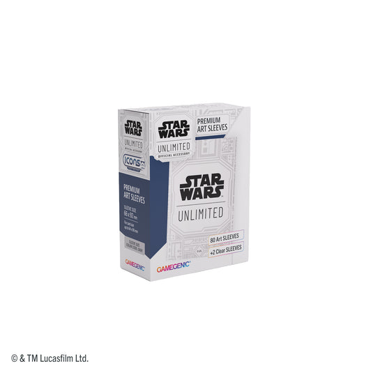 Star Wars: Unlimited Premium Art Sleeves - Unlimited Pattern White - View of front of packaging with image of Star Wars Unlimited art sleeve. 