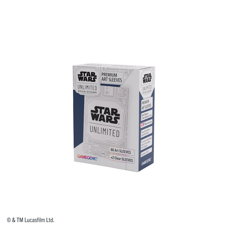 Load image into Gallery viewer, Star Wars: Unlimited Premium Art Sleeves - Unlimited Pattern White - View of front of packaging with image of Star Wars Unlimited art sleeve. 
