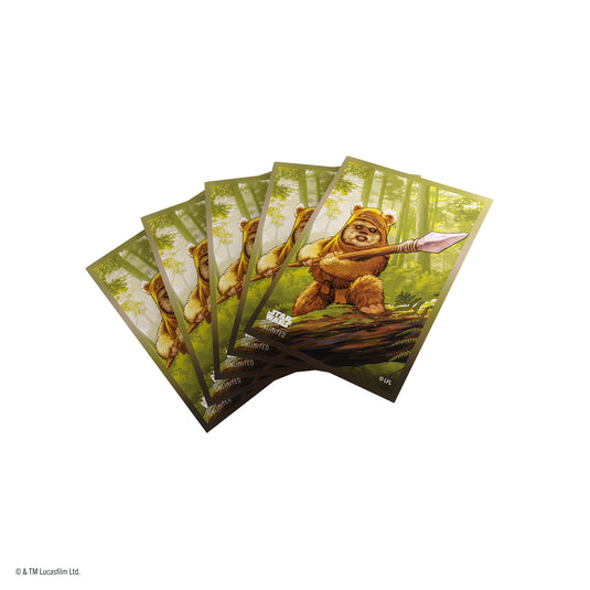 Star Wars: Unlimited Premium Art Sleeves - Wicket - View of card sleeves featuring art of Wicket. 