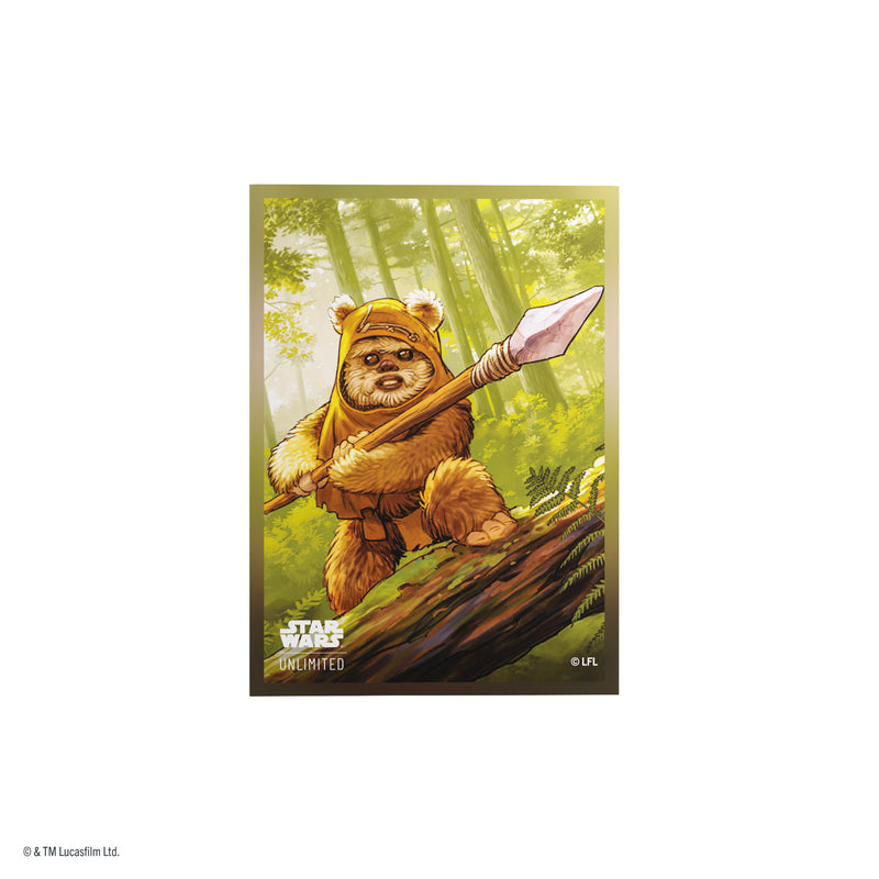 Load image into Gallery viewer, Star Wars: Unlimited Premium Art Sleeves - Wicket - View of card sleeve featuring art of Wicket. 
