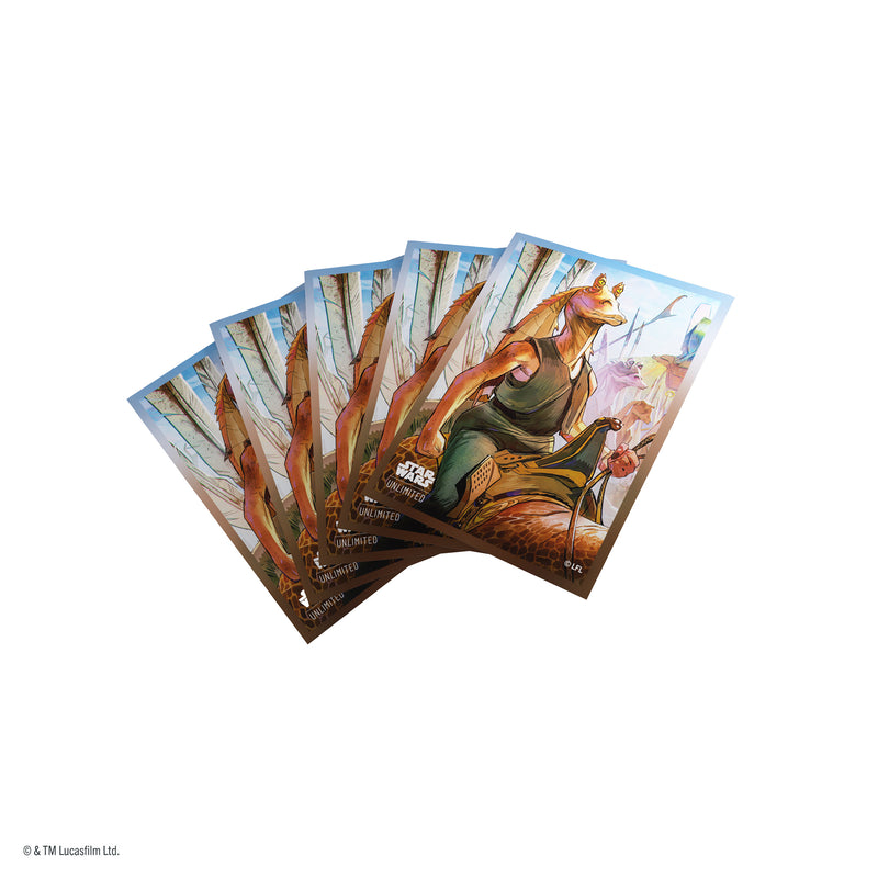 Load image into Gallery viewer, Star Wars: Unlimited Premium Art Sleeves - Jar Jar Binks - View of card sleeves featuring art of Jar Jar Binks.

