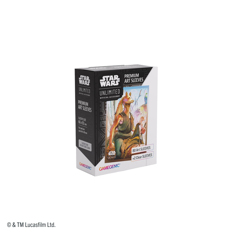 Load image into Gallery viewer, Star Wars: Unlimited Premium Art Sleeves - Jar Jar Binks - View of front of packaging with image of card sleeve featuring art of Jar Jar Binks. 
