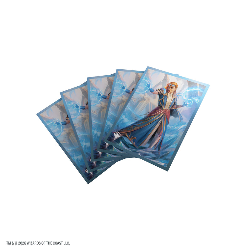 Load image into Gallery viewer, Magic: The Gathering | Reality Fracture Premium Art Sleeves - Chandra, Chill of Compliance - View of fan of card sleeves featuring art of Chandra with the Magic the Gathering logo in the corner.

