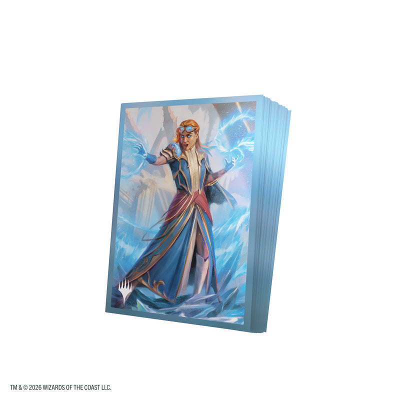 Load image into Gallery viewer, Magic: The Gathering | Reality Fracture Premium Art Sleeves - Chandra, Chill of Compliance - View of stack of card sleeves featuring art of Chandra with the Magic the Gathering logo in the corner.
