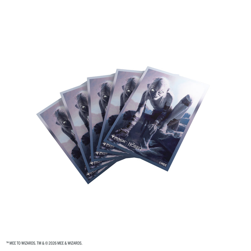 Load image into Gallery viewer, Magic: The Gathering | The Hobbit Premium Art Sleeves - Gollum, Riddle Master - View of card sleeves featuring art of Gollum and Magic the Gathering logo. 

