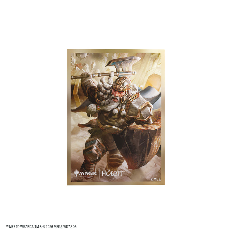 Load image into Gallery viewer, Magic: The Gathering | The Hobbit Premium Art Sleeves - Thorin, Mountain-King - View of card sleeves featuring art of Thorin with Magic the Gathering branding in the corner. 
