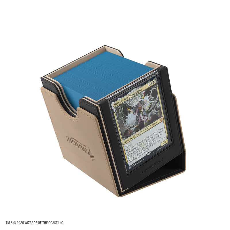 Load image into Gallery viewer, Magic: The Gathering | Secrets of Strixhaven Sidekick PRO 100+ XL - Silverquill - view of deck box inside detachable lid set up as card holder.

