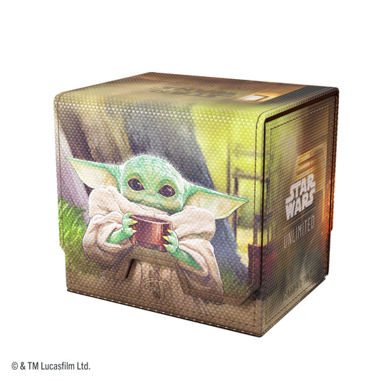 Star Wars: Unlimited Deck Pod - The Mandalorian & Grogu - view of back of deck pod featuring art of Grogu. 