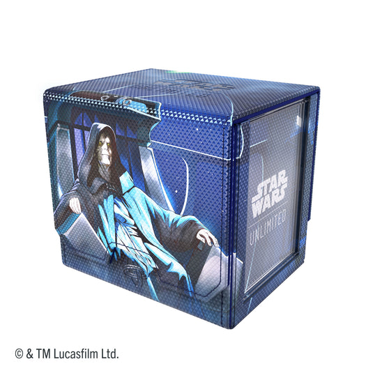 Star Wars: Unlimited Deck Pod - Jedi Luke Skywalker & Emperor Palpatine - view of front of deck pod featuring art of Emperor Palpatine. 