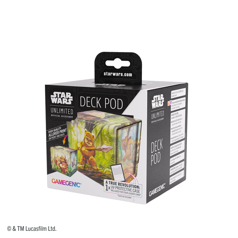 Load image into Gallery viewer, Star Wars: Unlimited Deck Pod - Ewoks - Front of packaging with image of deck box featuring art of Ewoks. 
