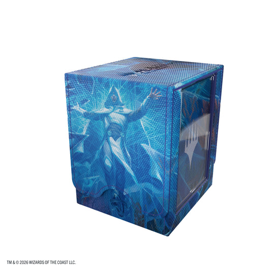 Magic: The Gathering | Reality Fracture Squire PLUS 100+ XL - Overwrite the Multiverse - View of front of deck box featuring art of a character in a white cape on a blue background.