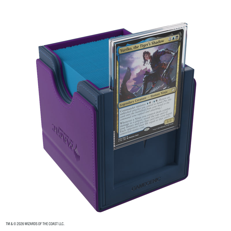 Load image into Gallery viewer, Magic: The Gathering | Reality Fracture Sidekick PRO 100+ XL - Theorix - View of open deck box and slide card case with sample cards inside.
