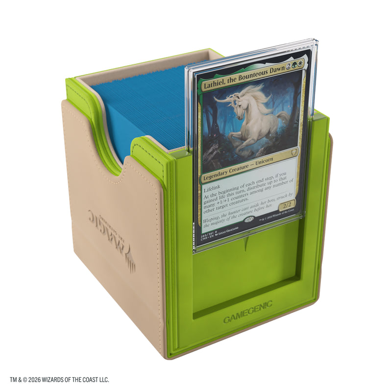 Load image into Gallery viewer, Magic: The Gathering | Reality Fracture Sidekick PRO 100+ XL - Vigorbloom - View of open deck box and slide card case with sample cards inside.
